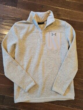 Under Armour pullover, quarter zip, snap closure, Cold Gear, oatmeal, medium